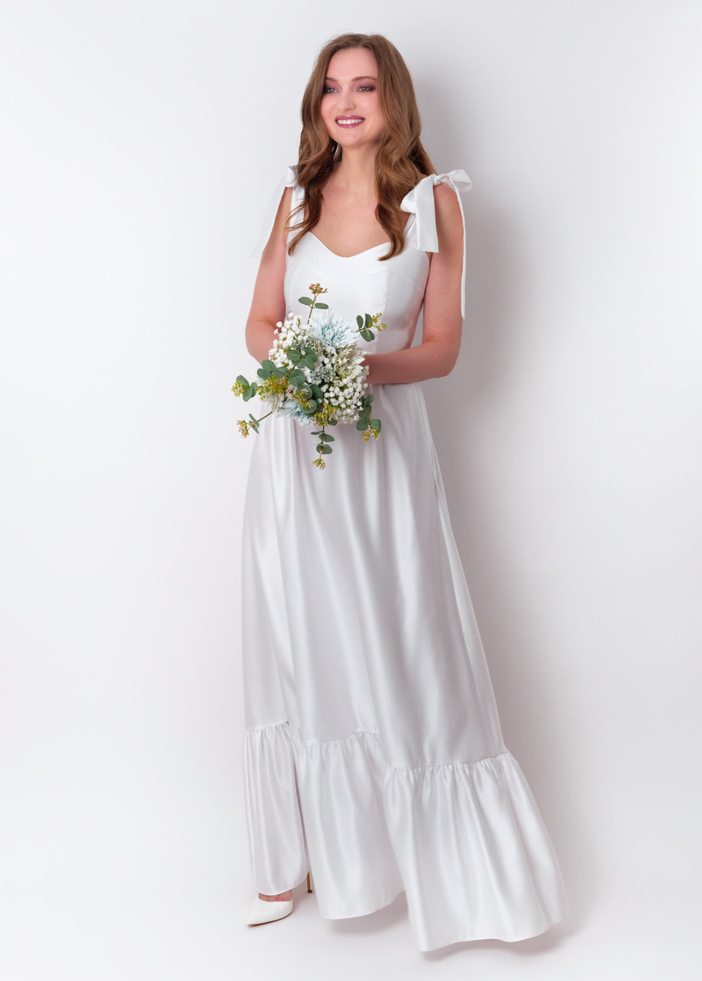 White long satin dress