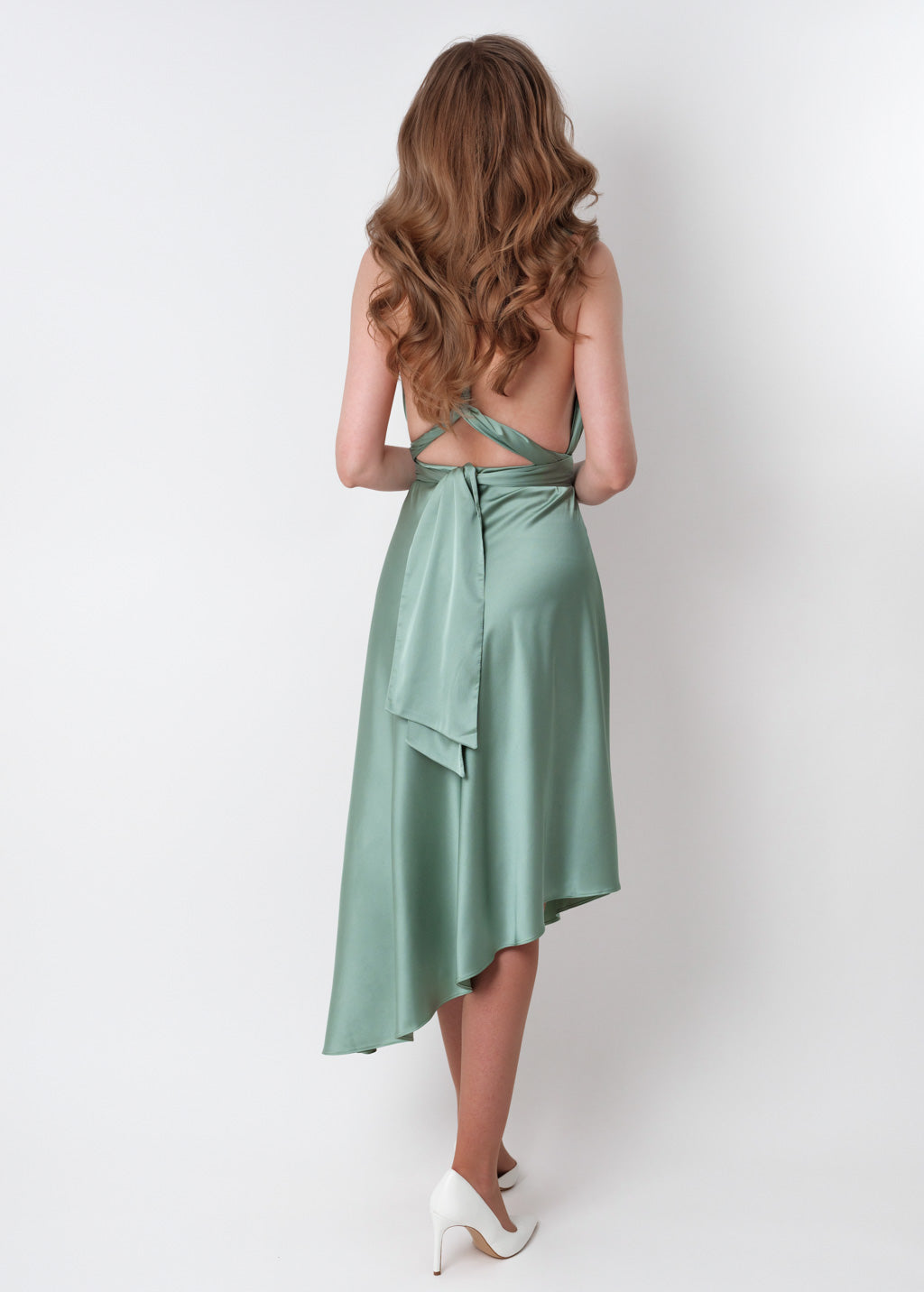 Sage green infinity asymmetric dress