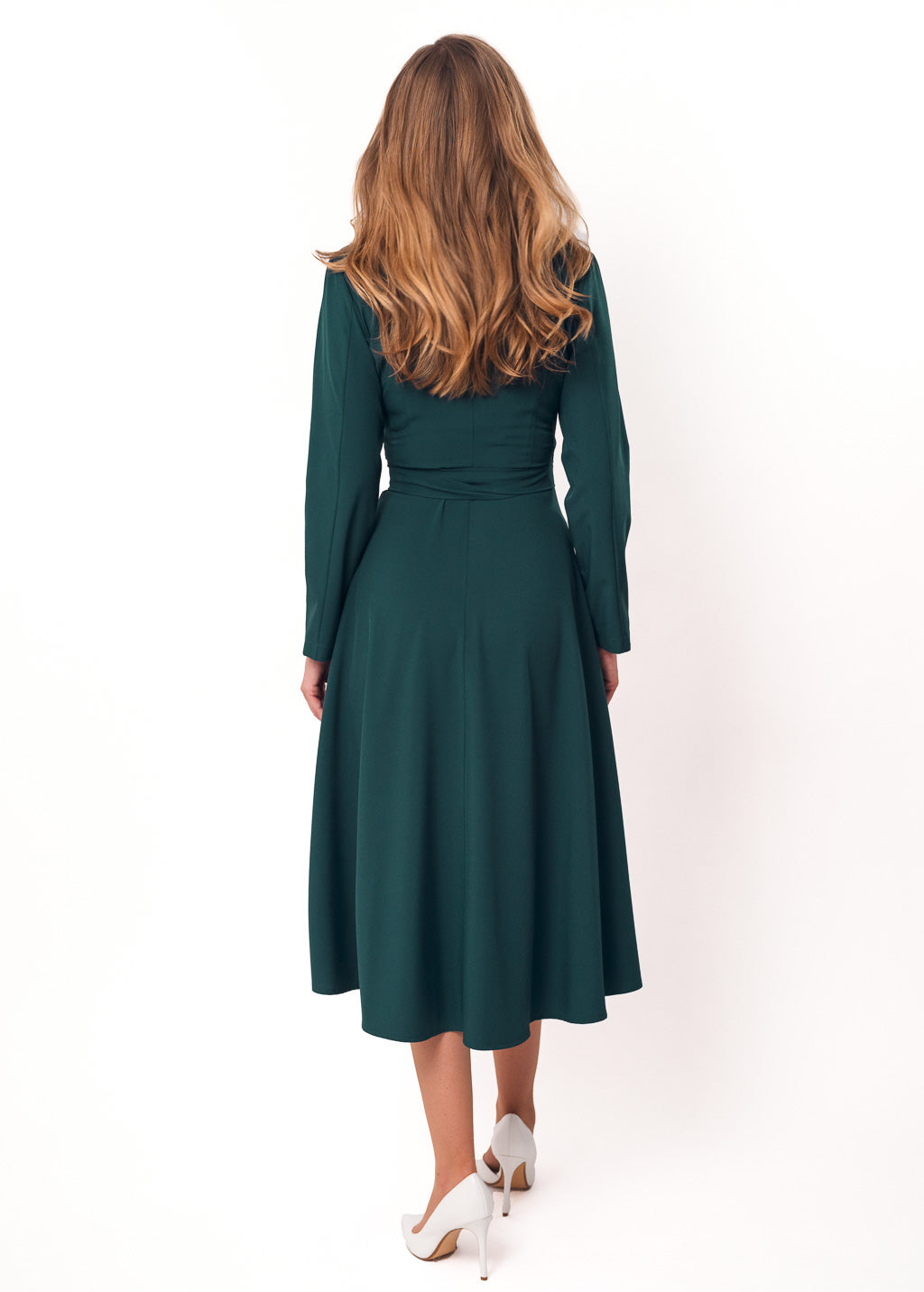 Dark green midi wrap dress