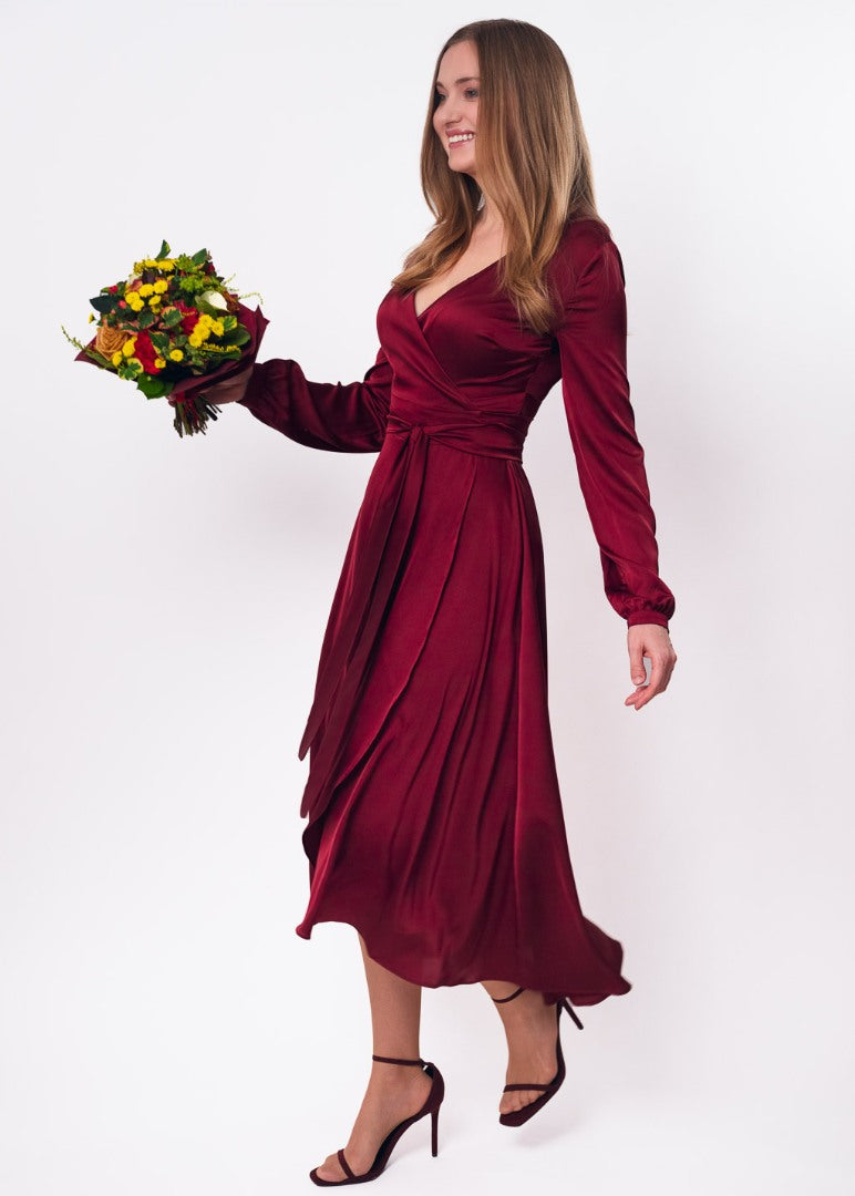 Burgundy wrap dress