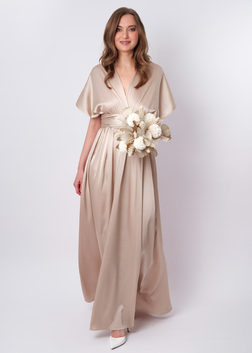 Purple infinity long pleated dress