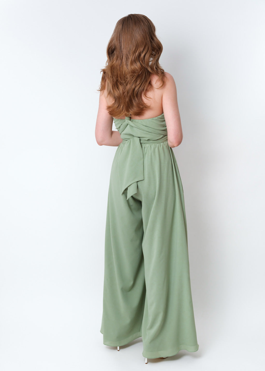 Sage green chiffon infinity jumpsuit