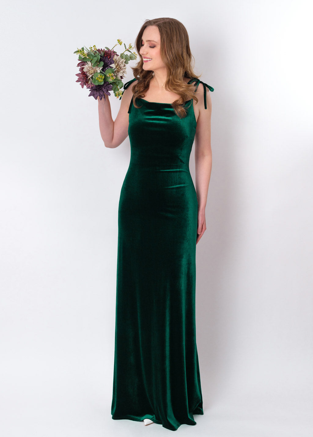 Emerald green slip velvet bodycon long dress