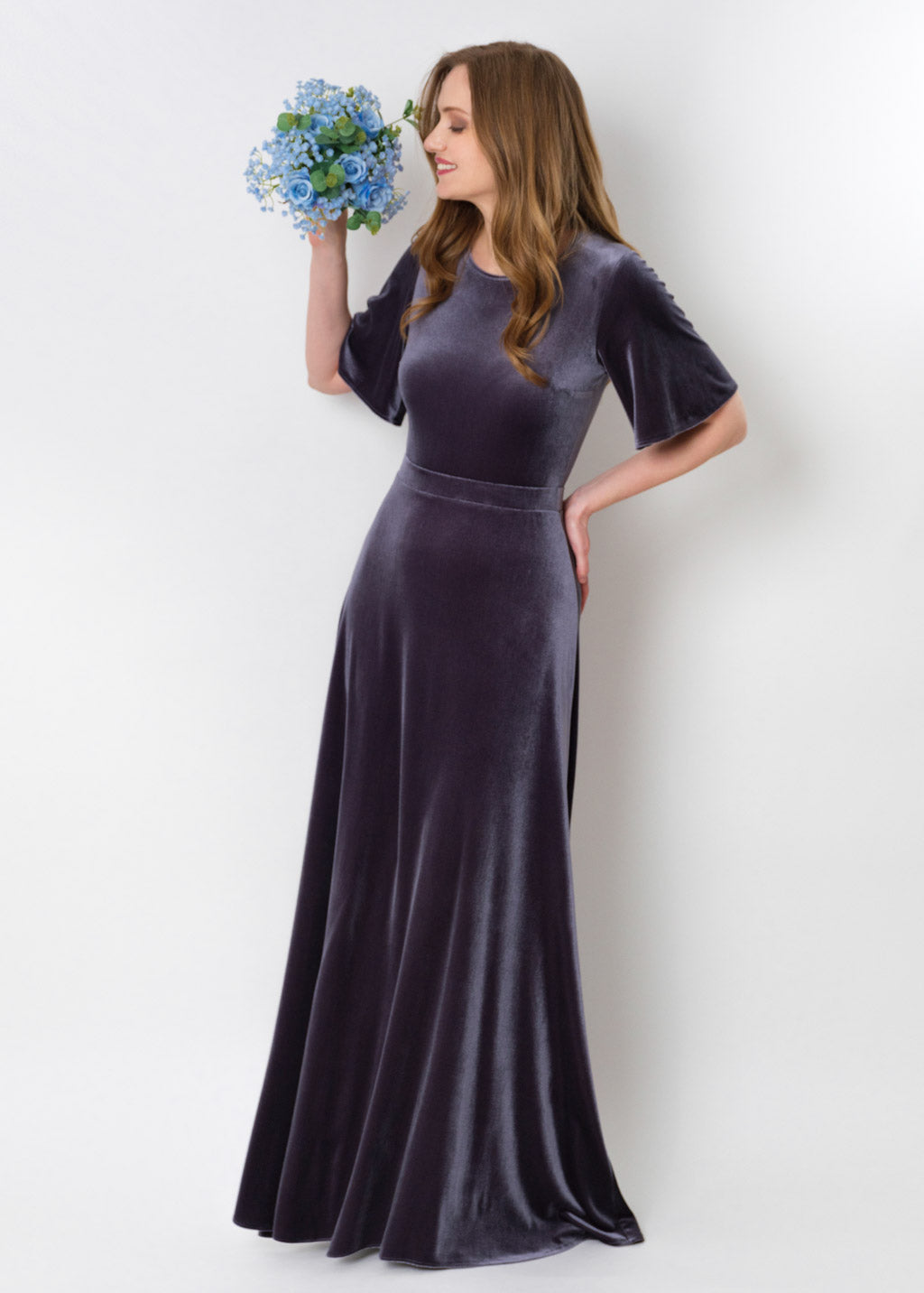 Charcoal velvet long dress