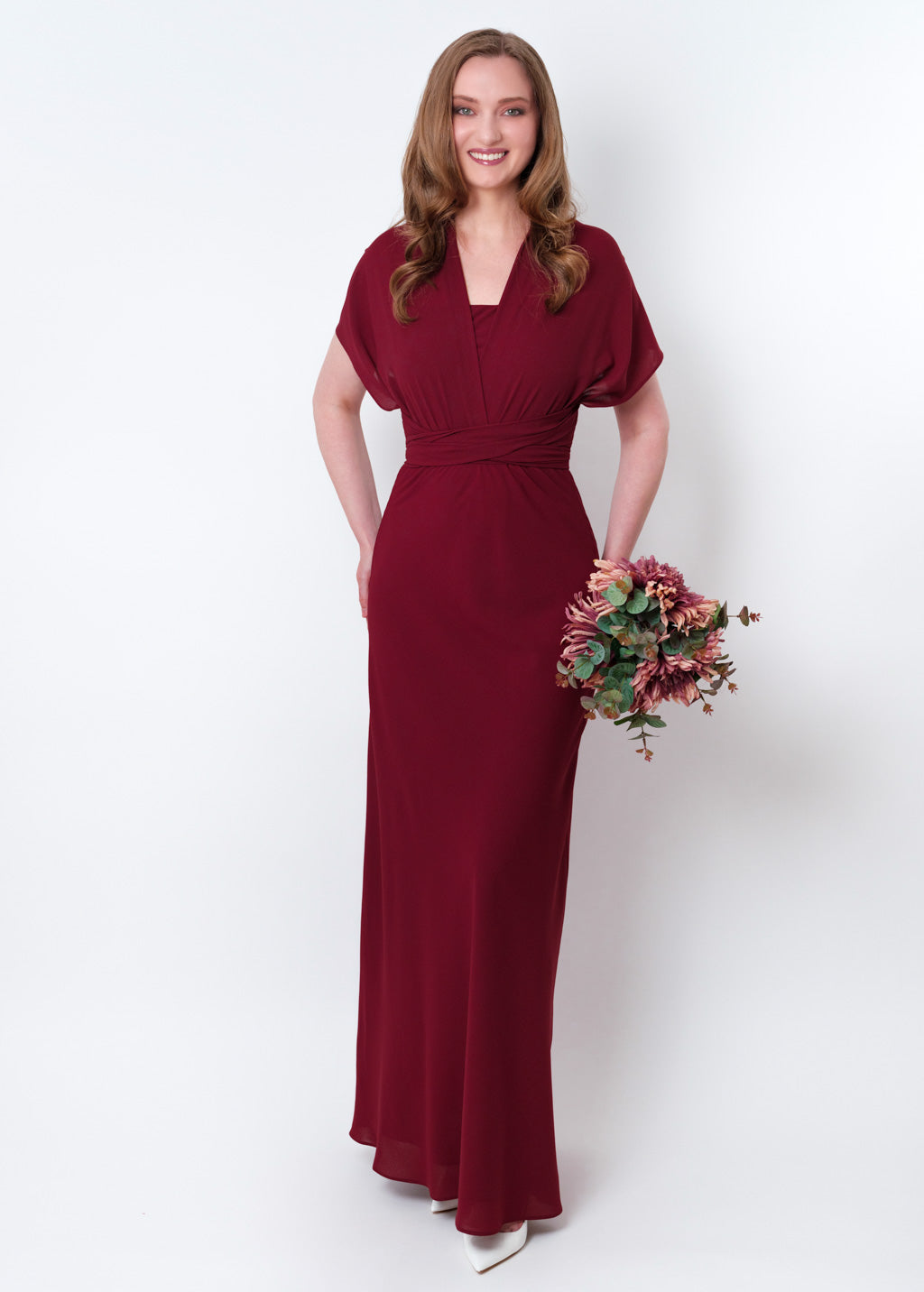 Burgundy chiffon infinity long dress