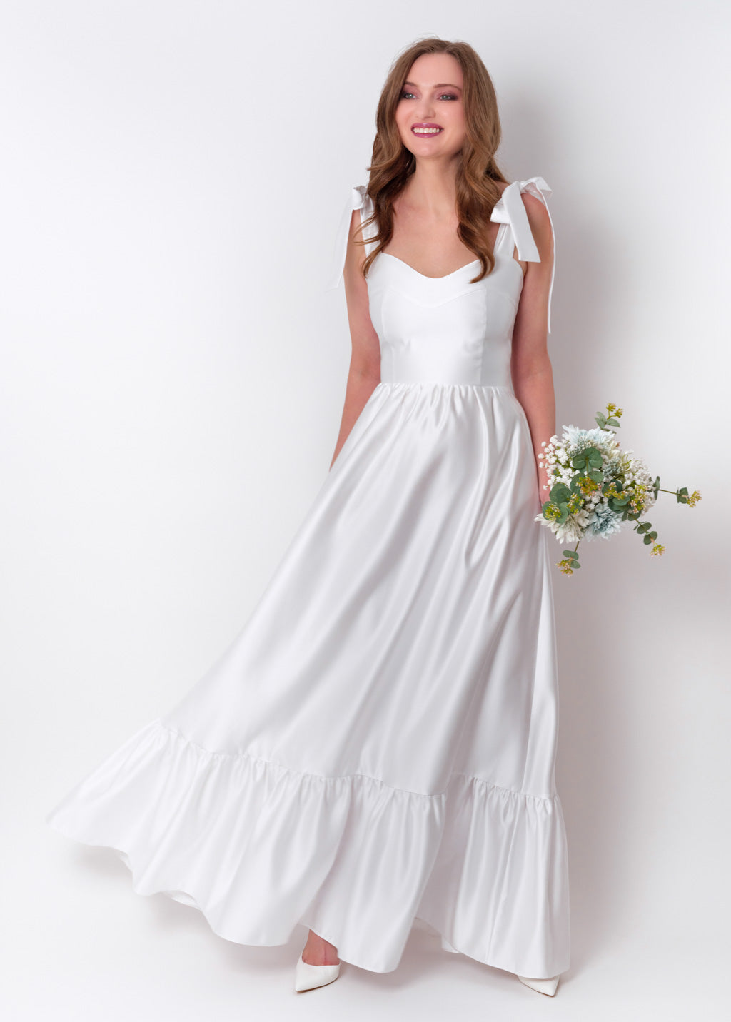 White long satin dress