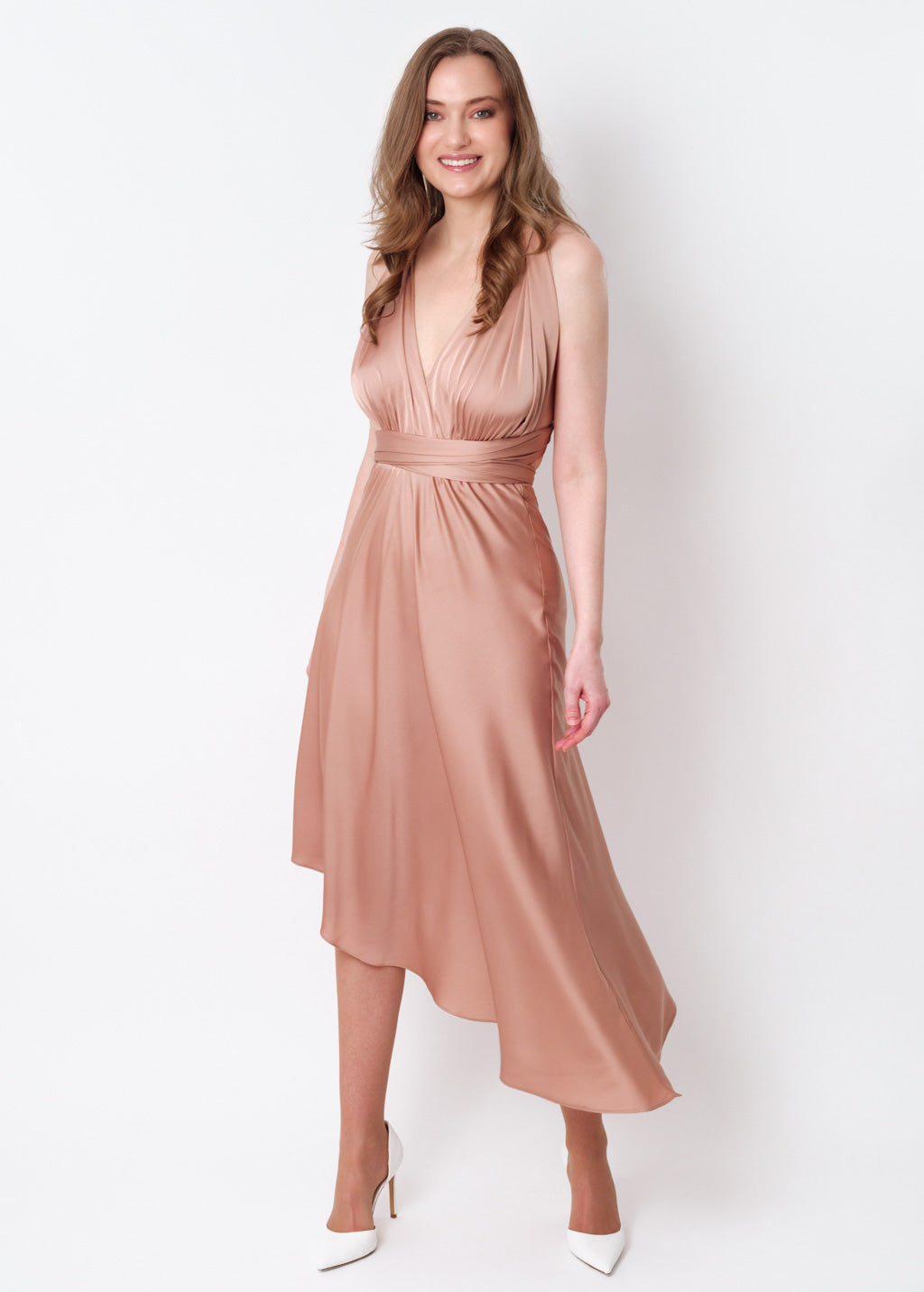 Rose gold infinity asymmetric dress