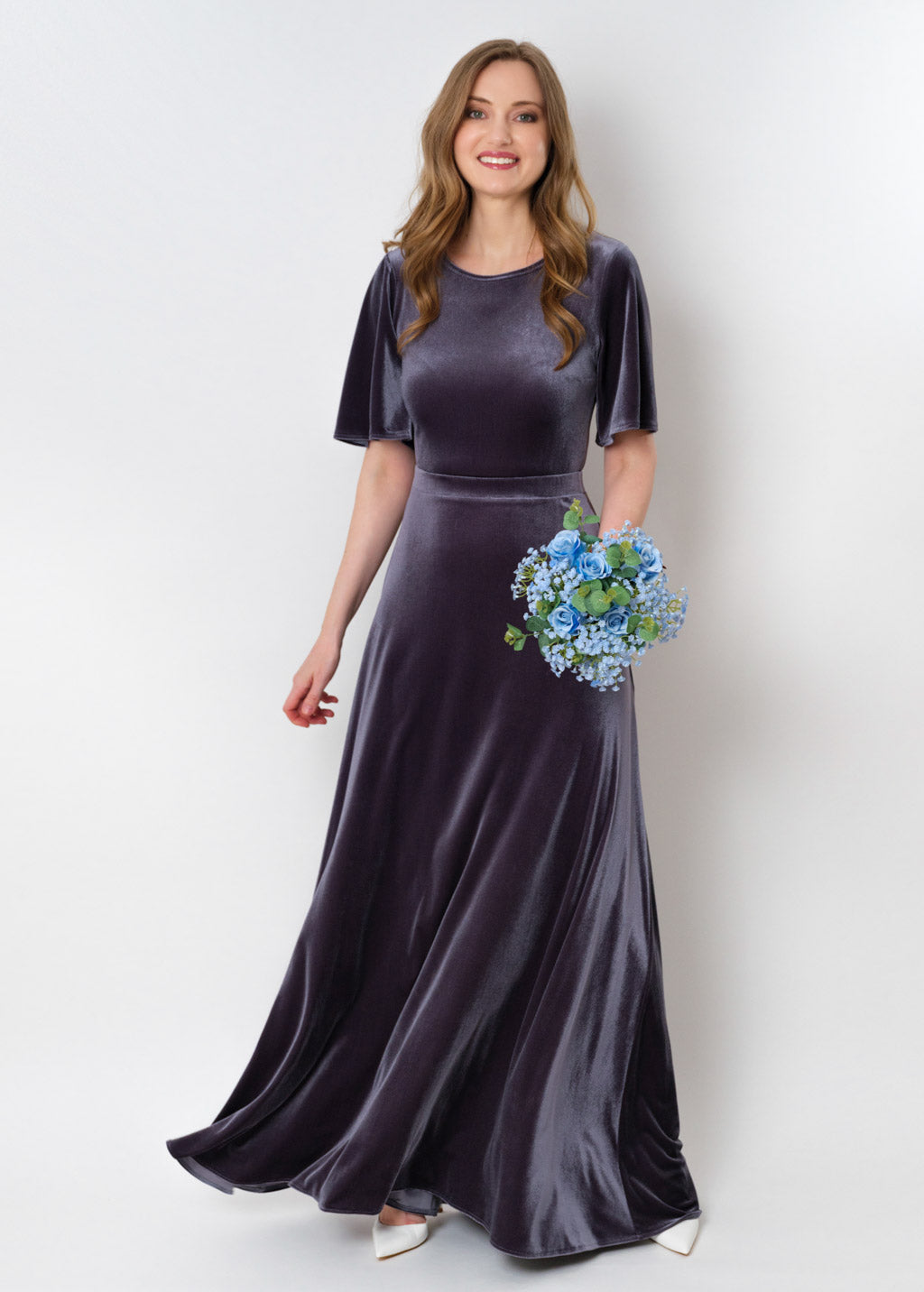 Charcoal velvet long dress