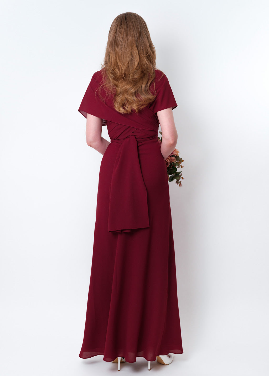 Burgundy chiffon infinity long dress