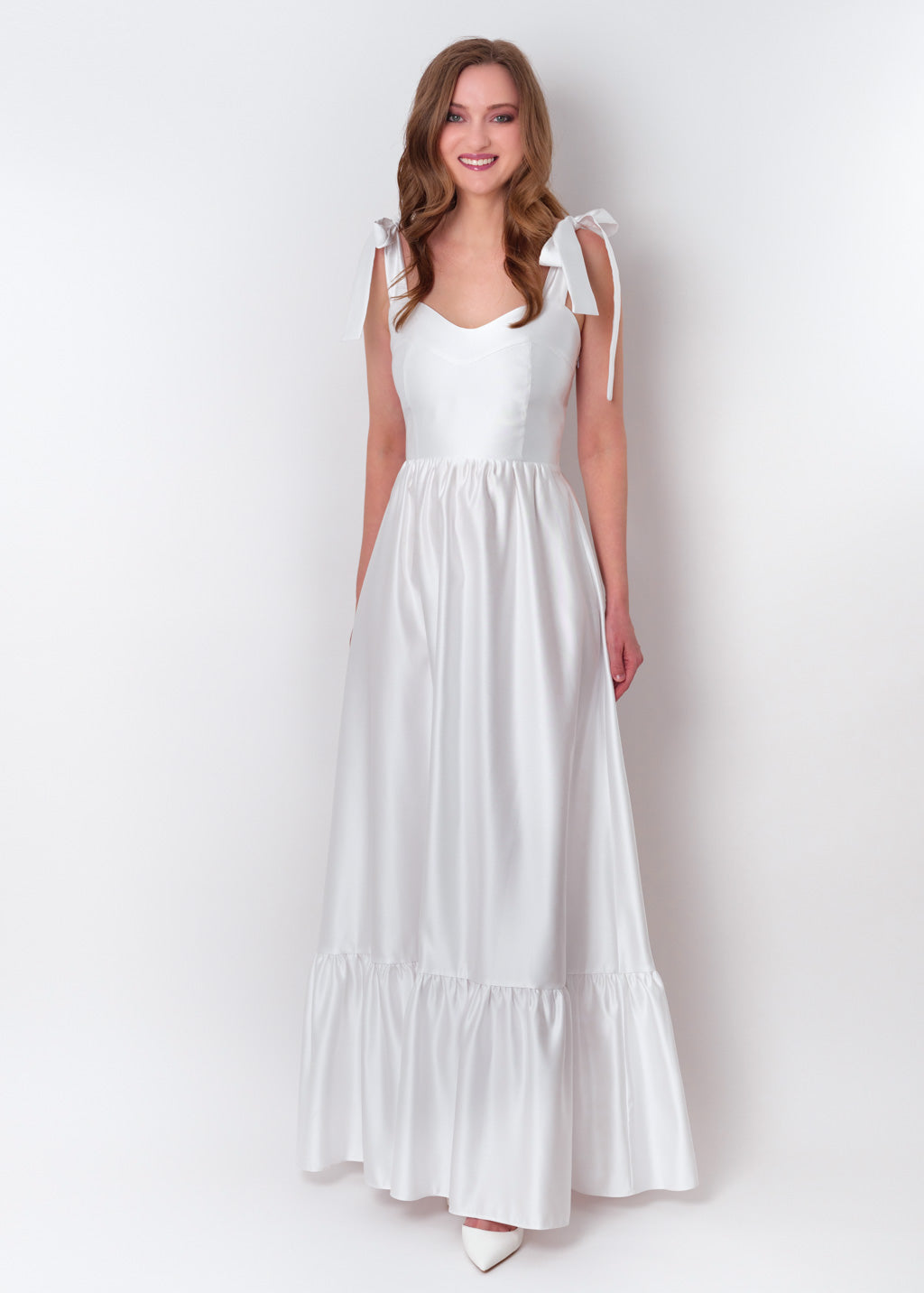 White long satin dress