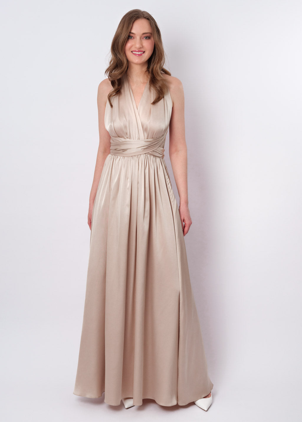 Purple infinity long pleated dress