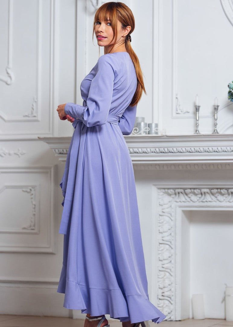 Light purple long wrap dress