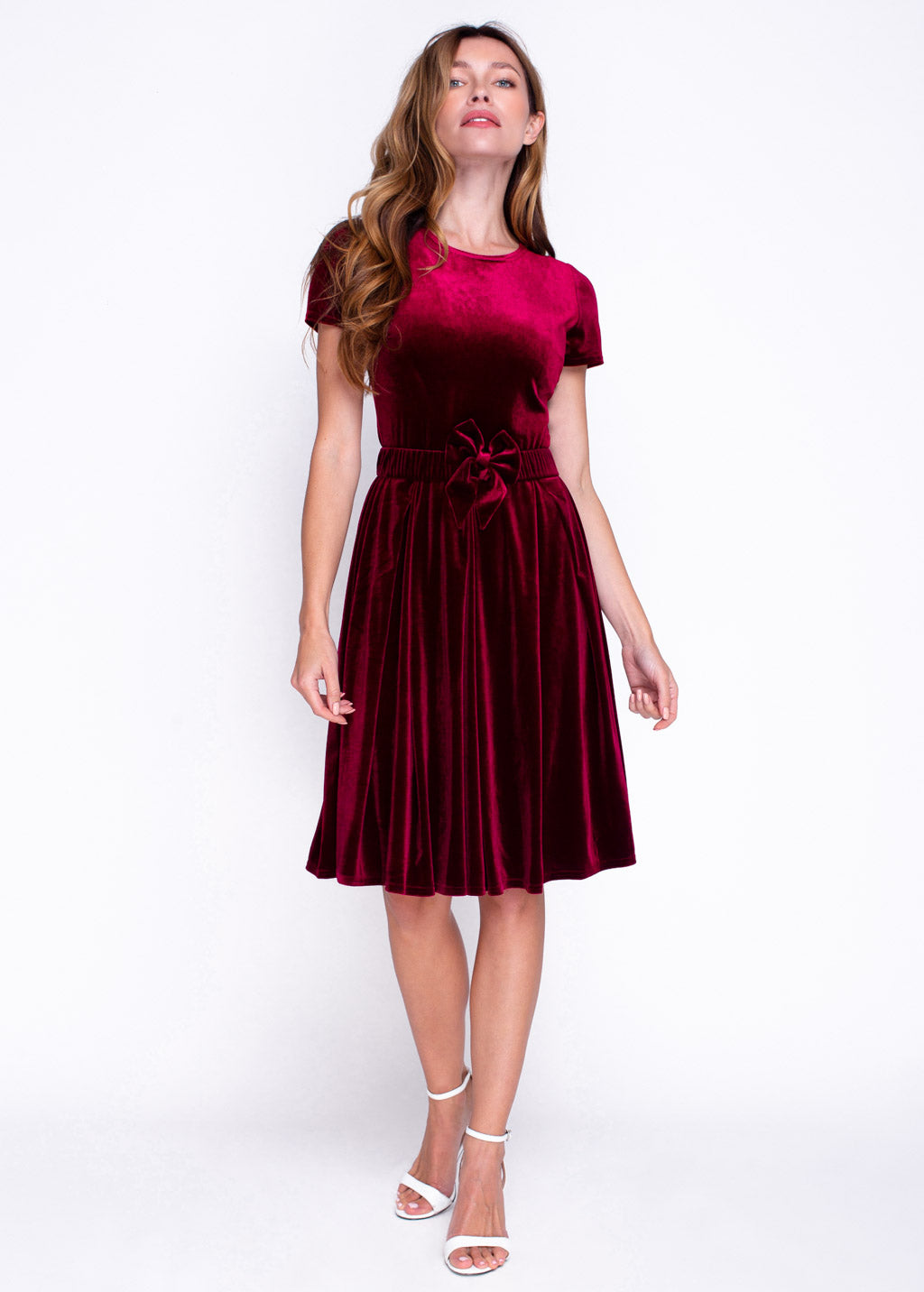 Mommy and me burgundy velvet adult dress