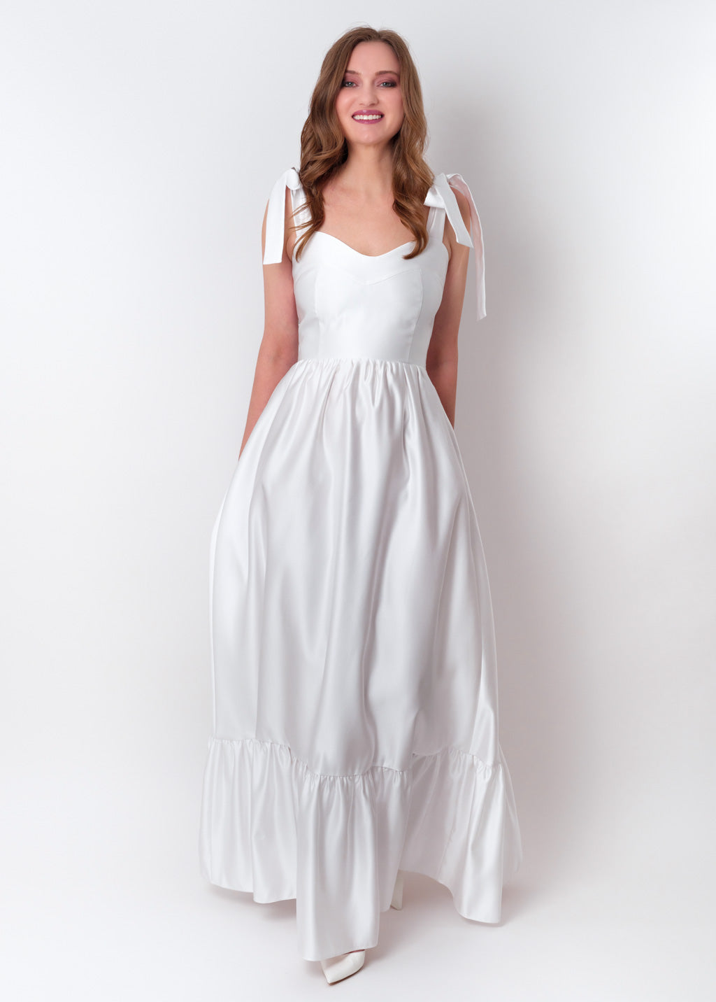 White long satin dress