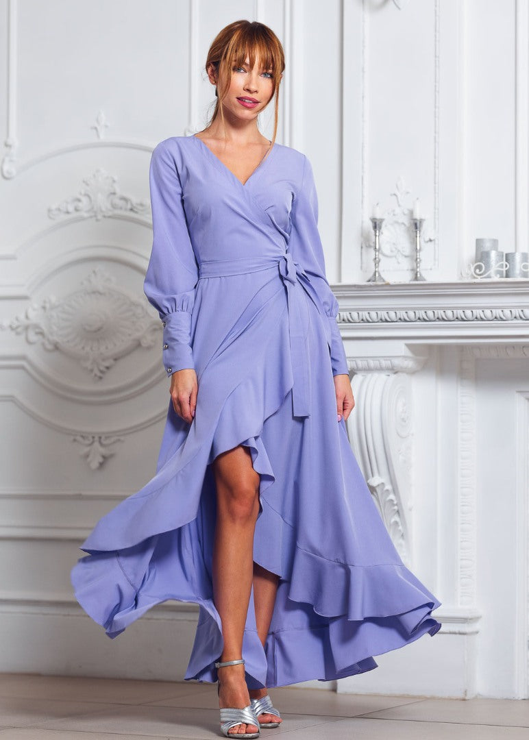Light purple long wrap dress