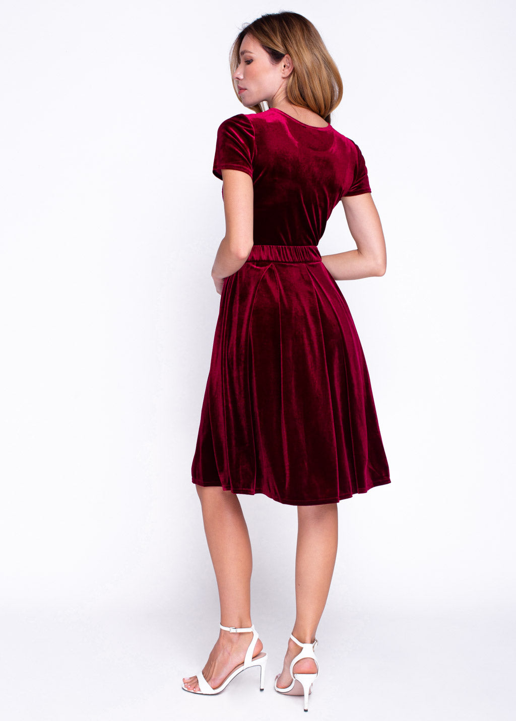 Mommy and me burgundy velvet adult dress