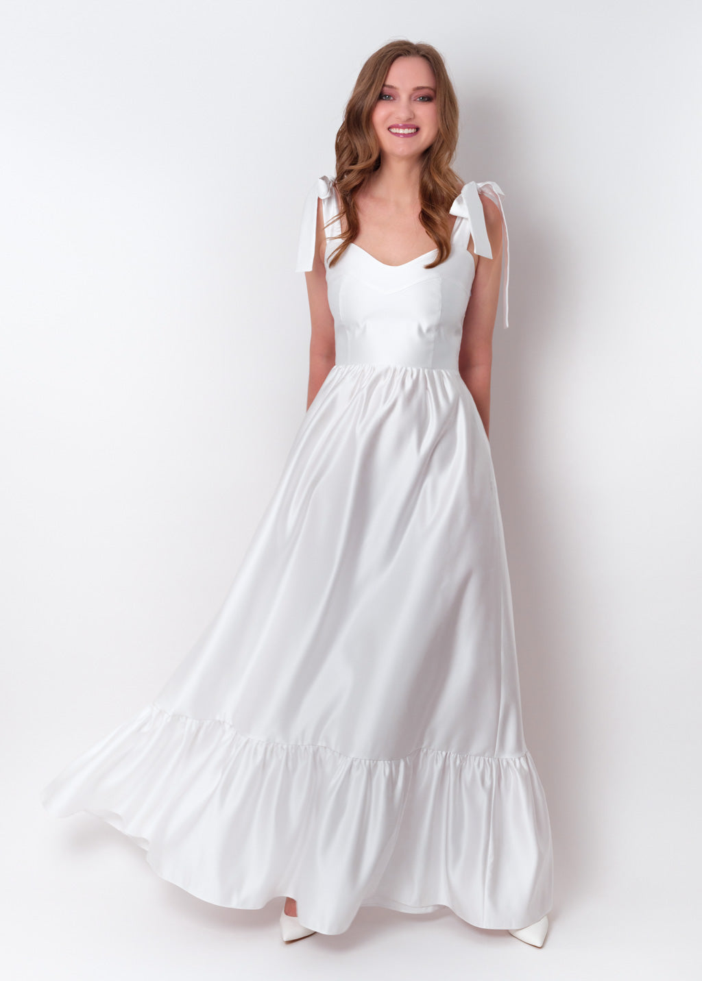White long satin dress