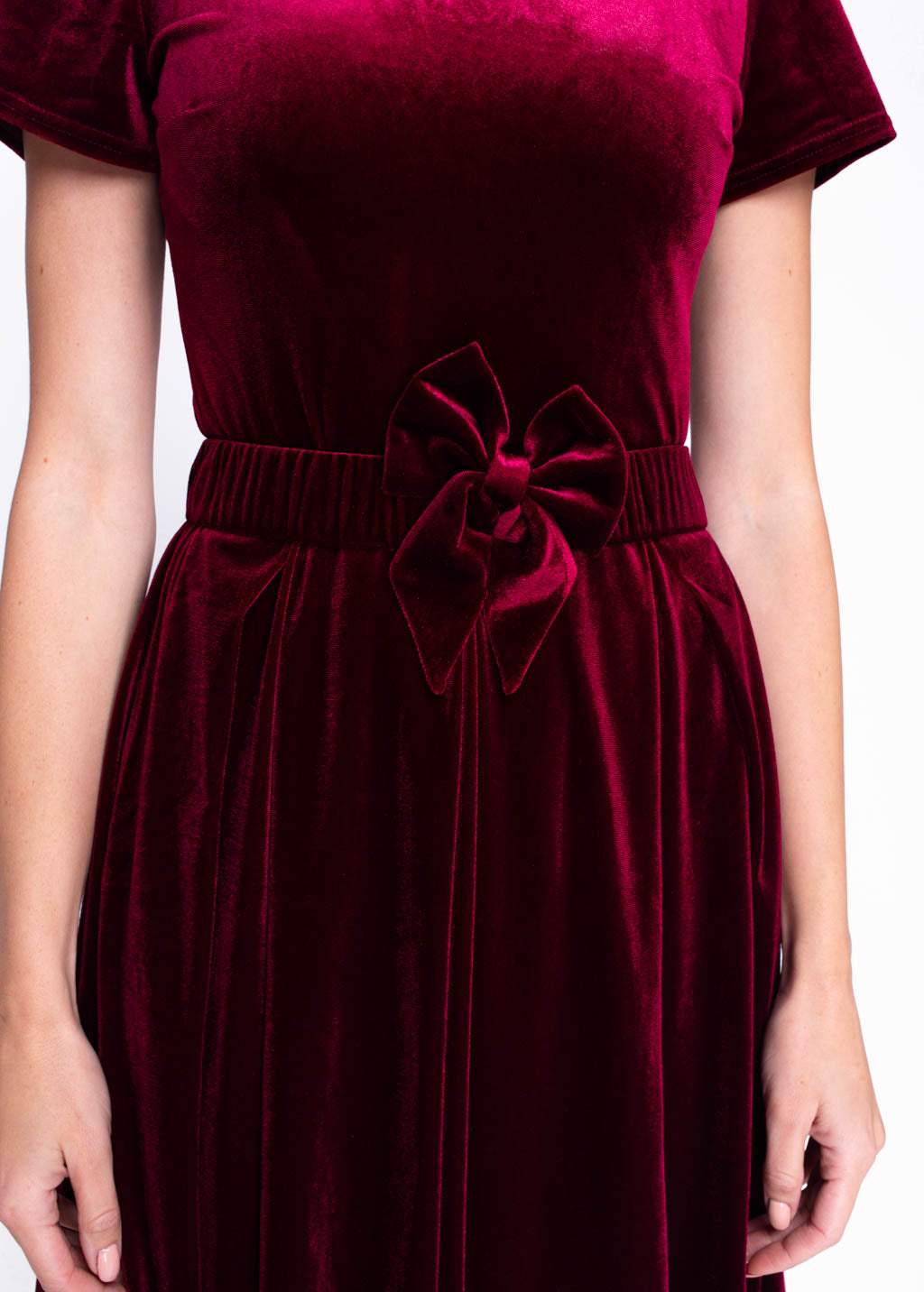Mommy and me burgundy velvet adult dress