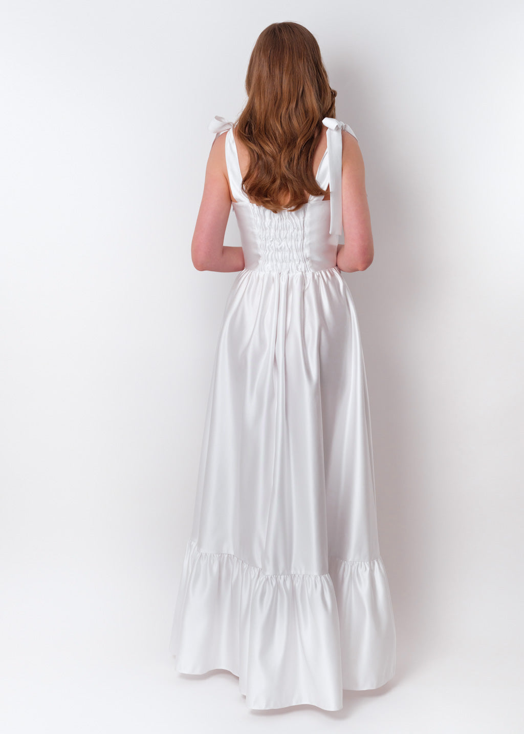 White long satin dress