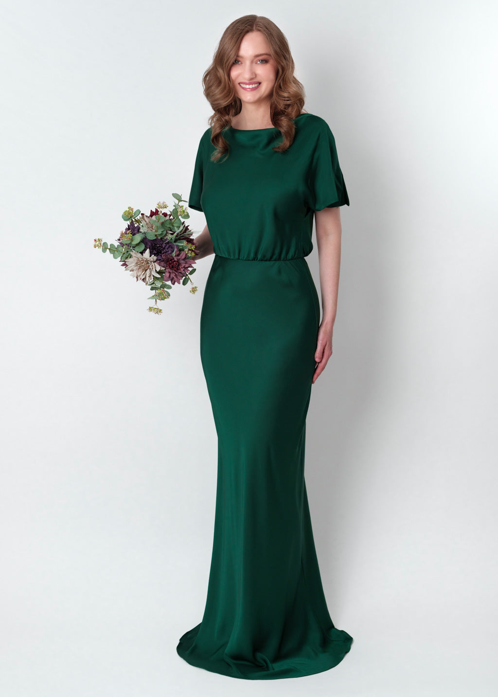 Dark green silk long dress