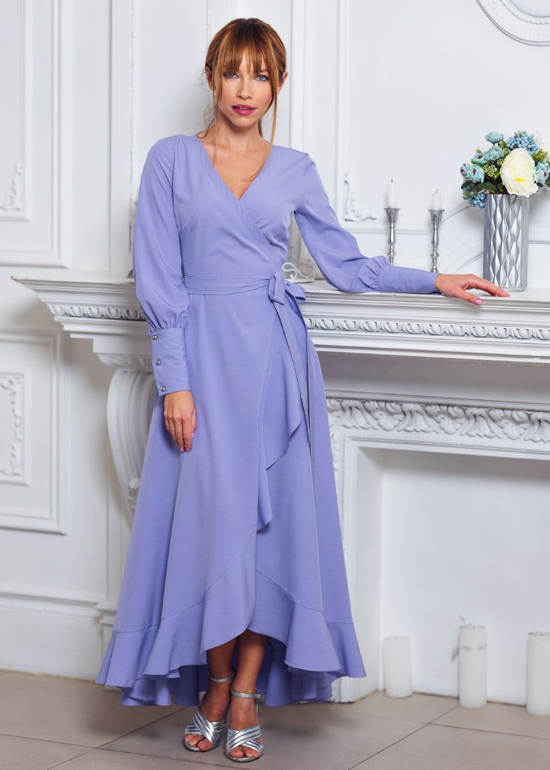 Light purple long wrap dress