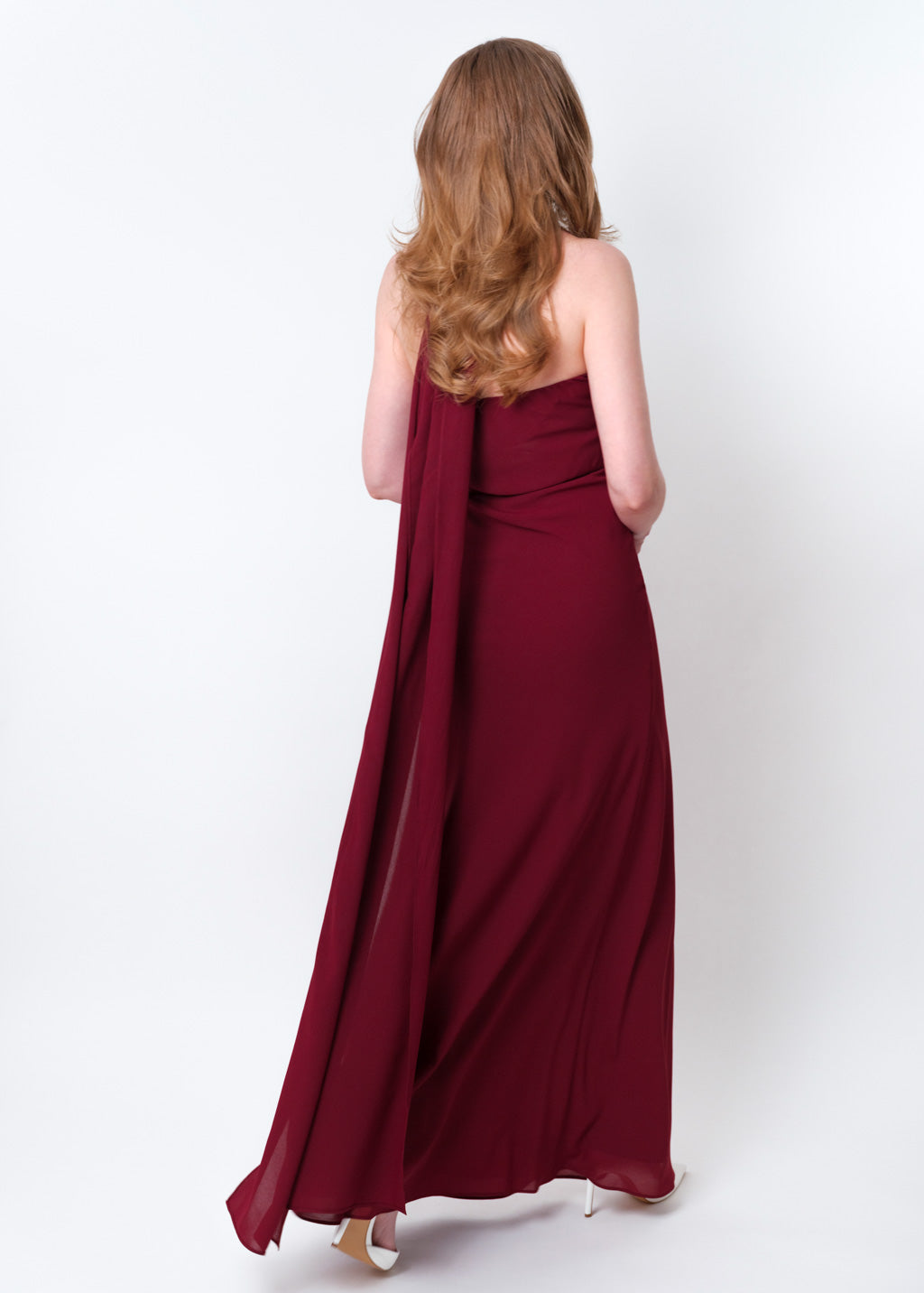 Burgundy chiffon infinity long dress
