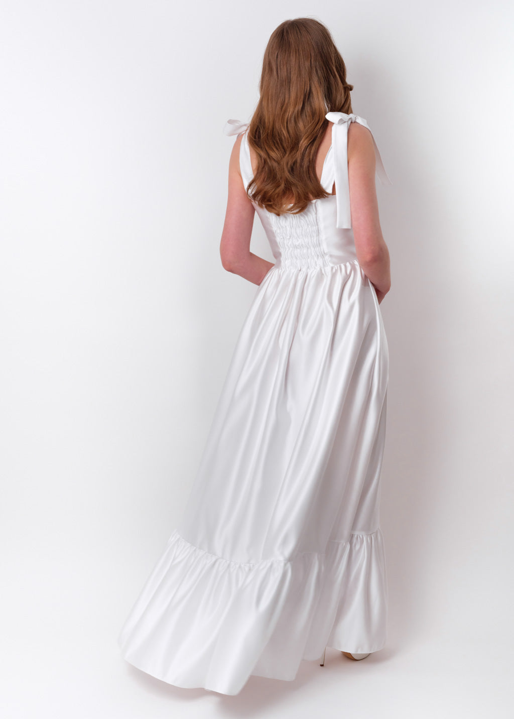 White long satin dress