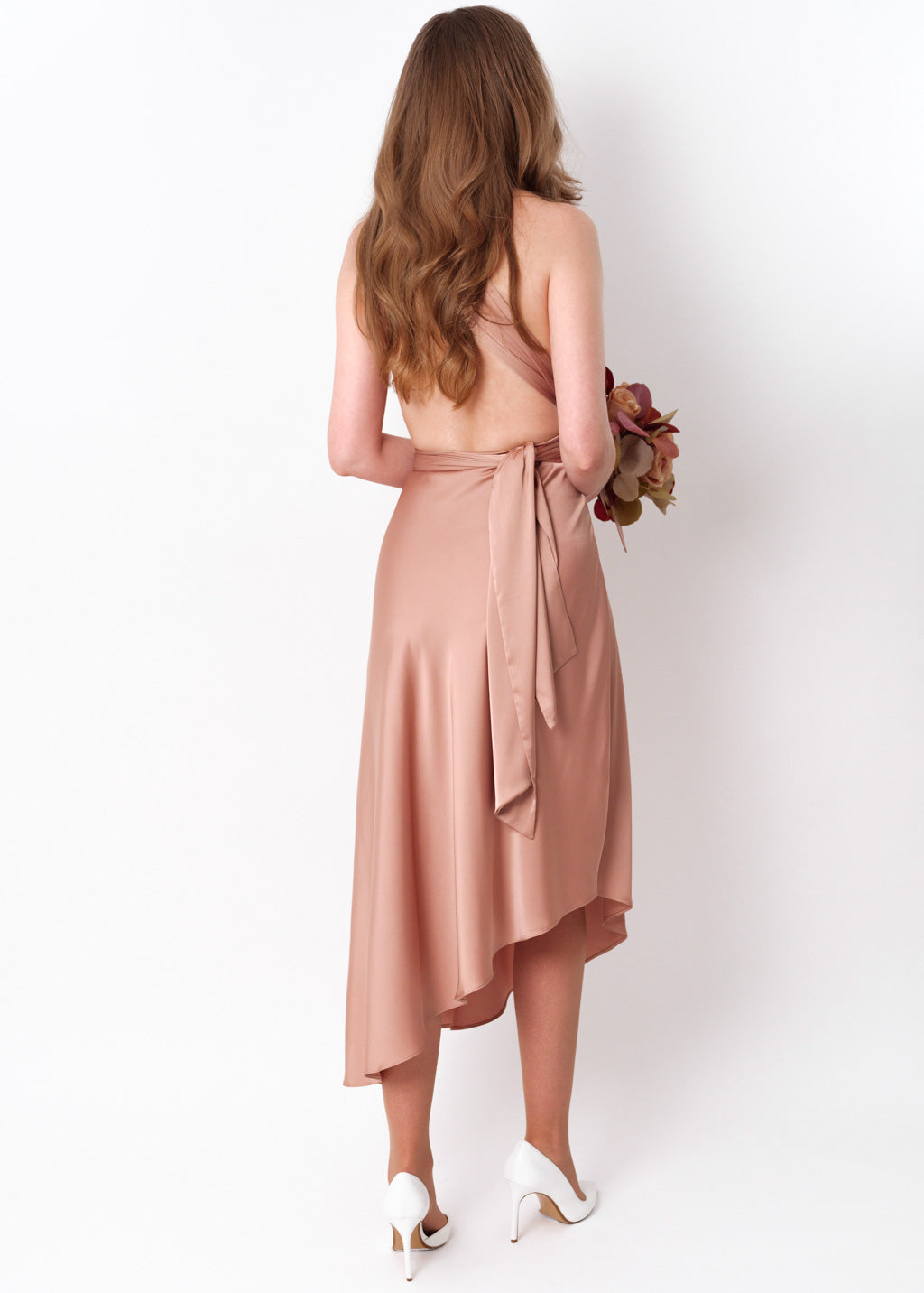Rose gold infinity asymmetric dress
