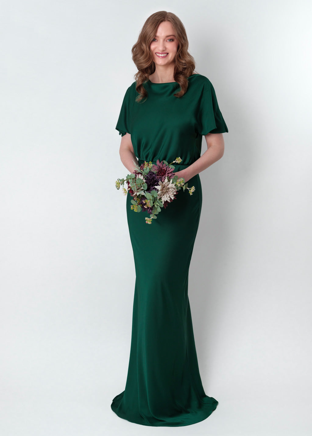 Dark green silk long dress
