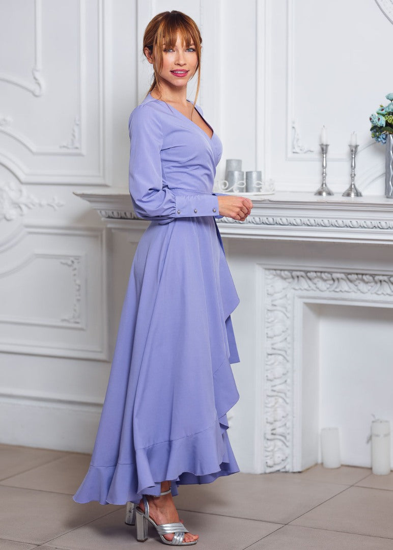 Light purple long wrap dress