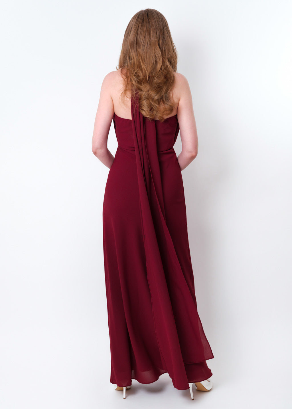 Burgundy chiffon infinity long dress