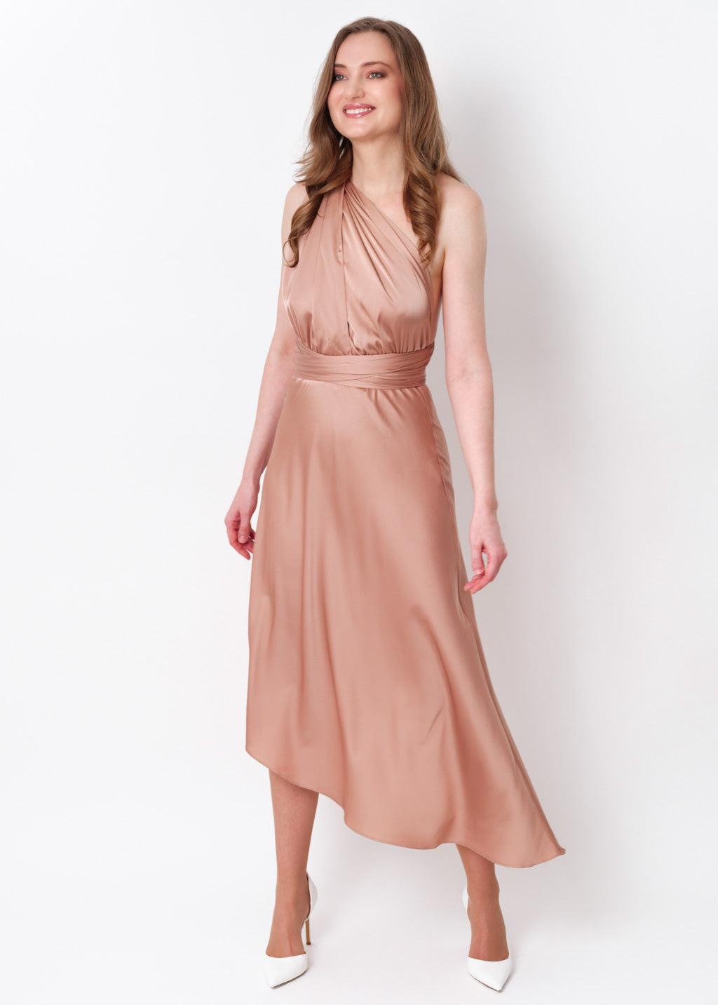 Rose gold infinity asymmetric dress