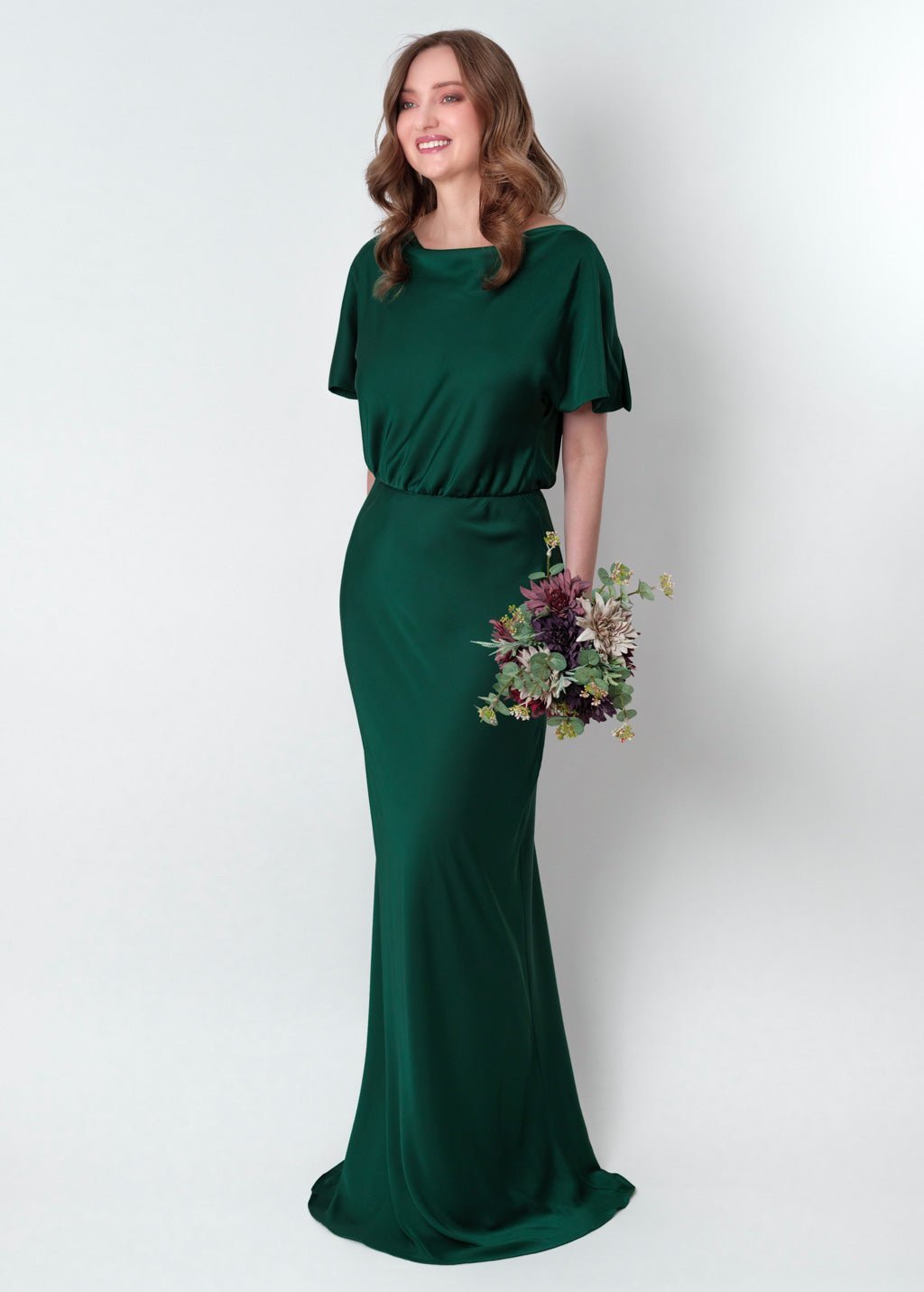 Dark green silk long dress