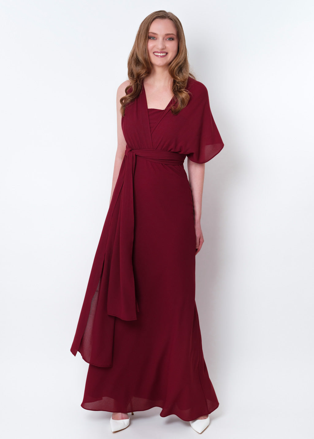 Burgundy chiffon infinity long dress