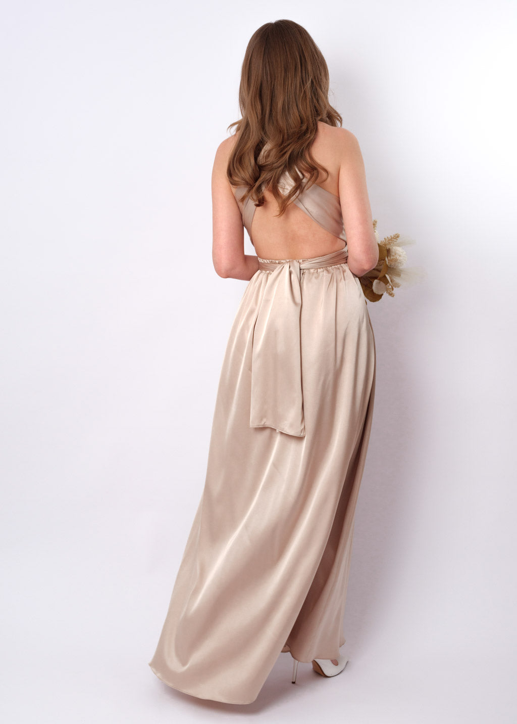 Purple infinity long pleated dress