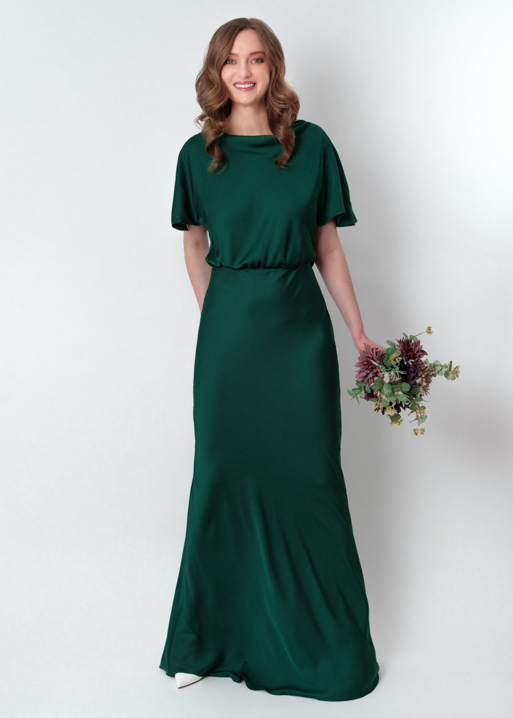 Dark green silk long dress