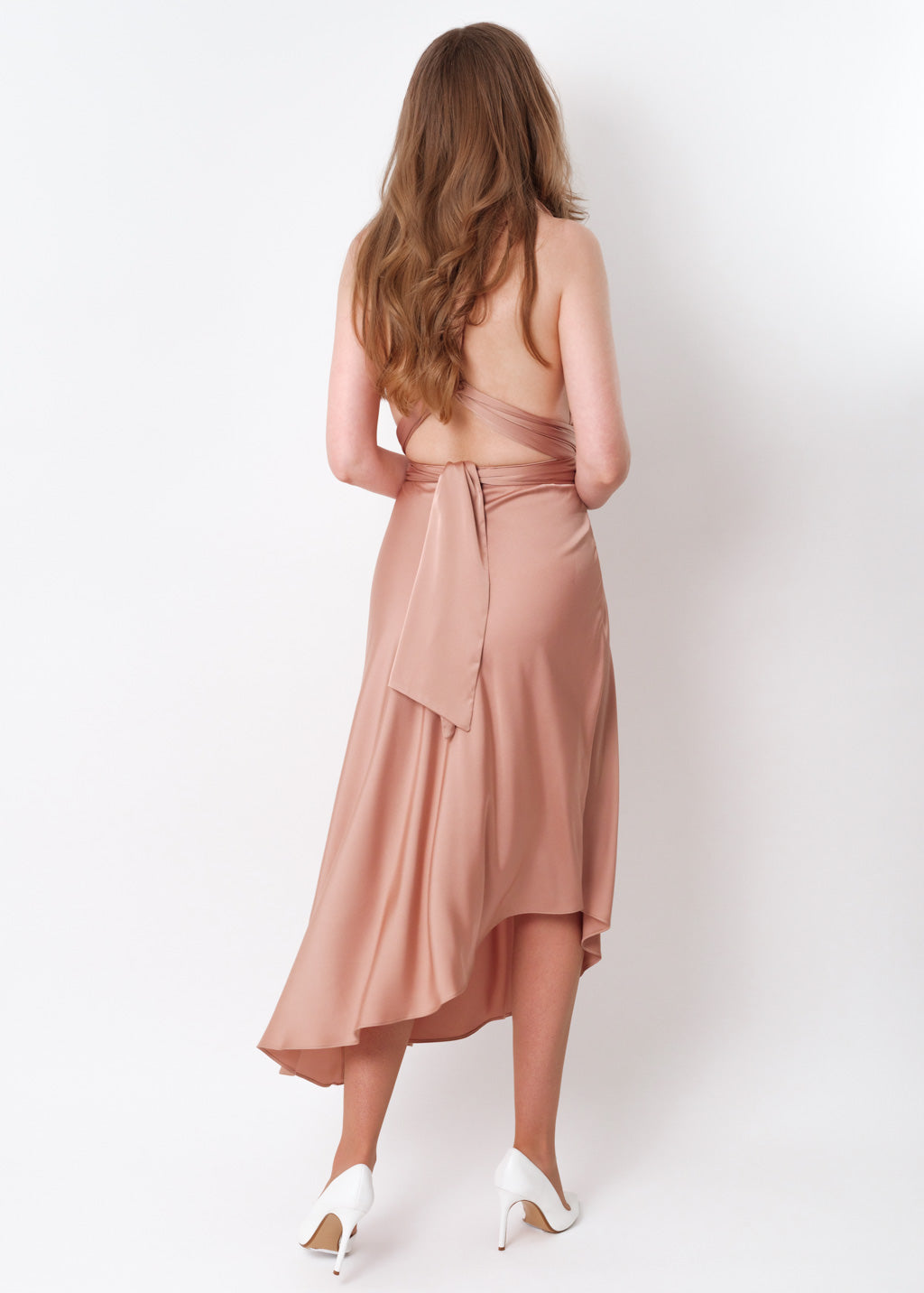 Rose gold infinity asymmetric dress