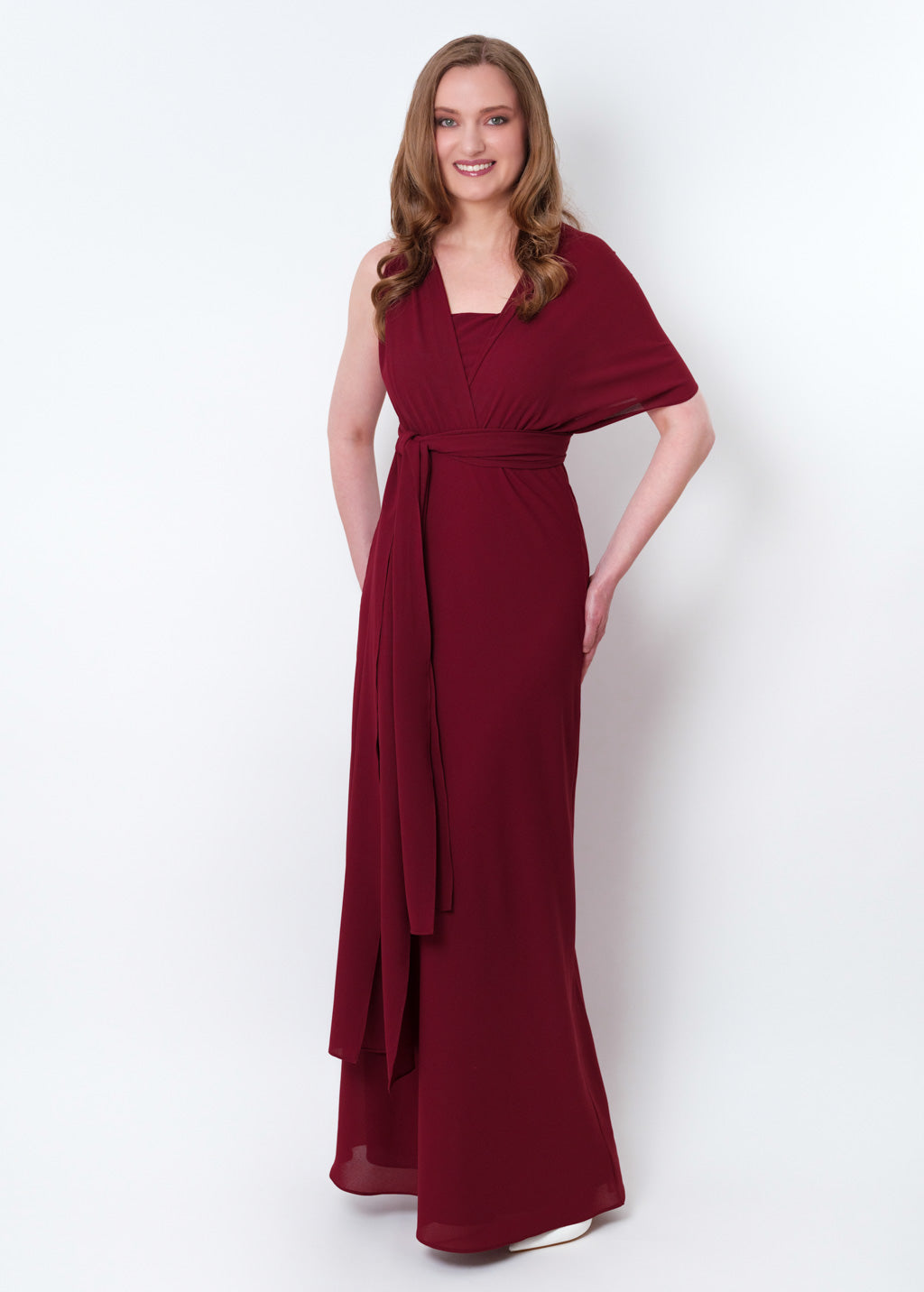 Burgundy chiffon infinity long dress
