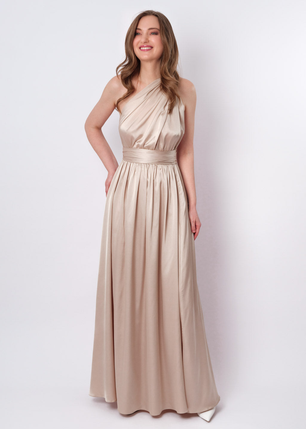 Purple infinity long pleated dress