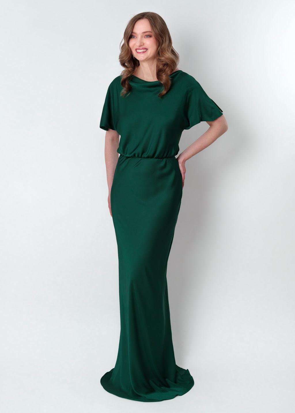 Dark green silk long dress