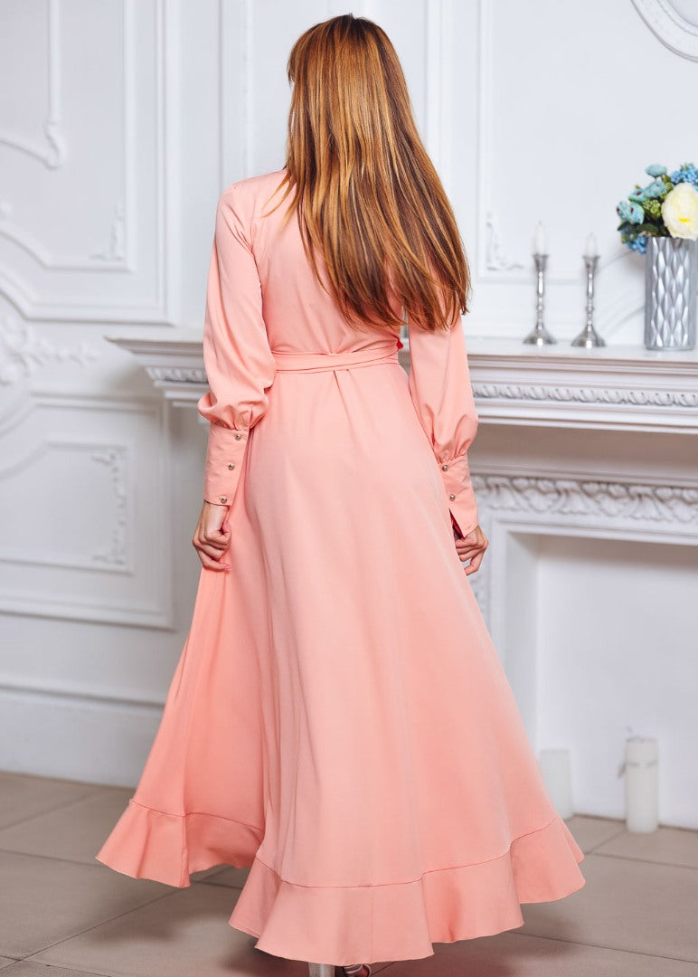 Blush pink long wrap dress