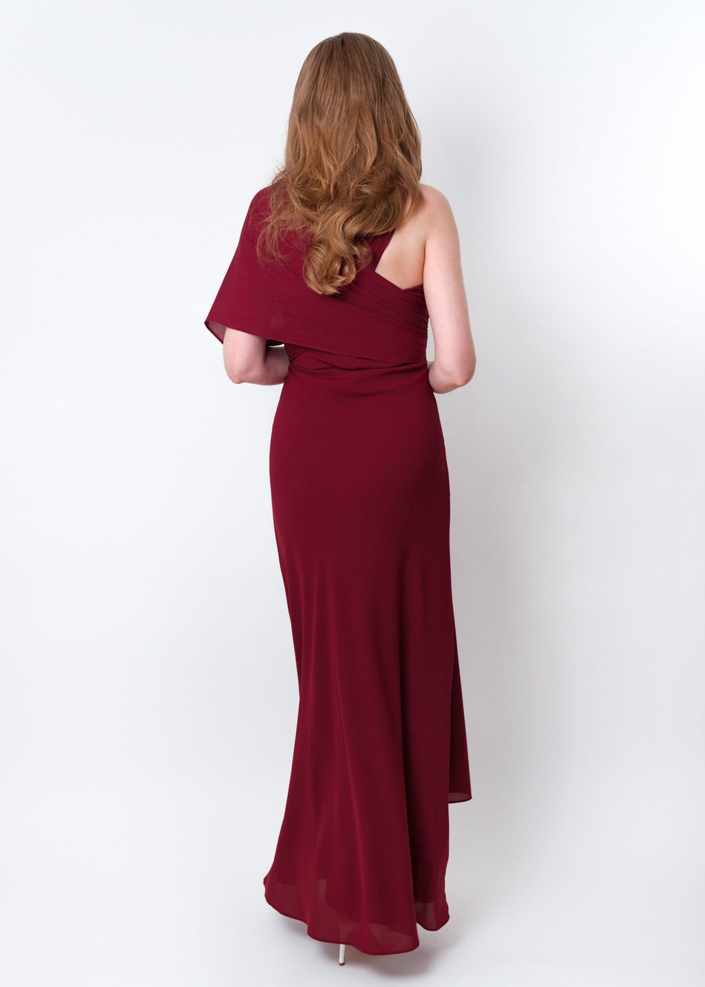 Burgundy chiffon infinity long dress
