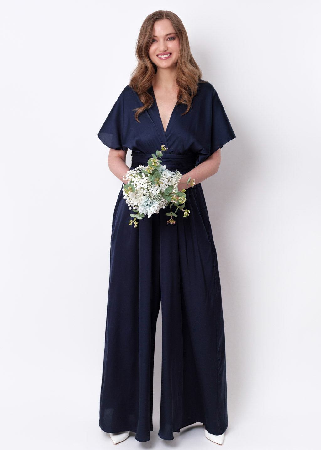 Navy blue silk infinity jumpsuit
