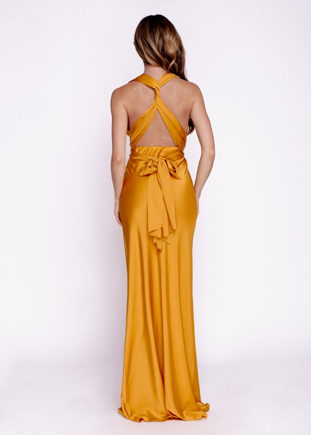 Gold silk matching adult dress