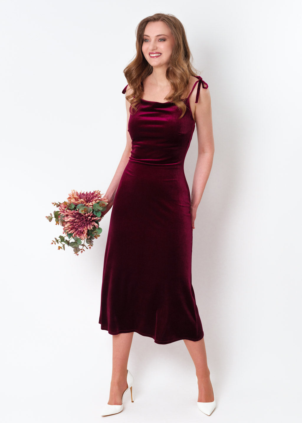 Plum burgundy slip velvet bodycon dress