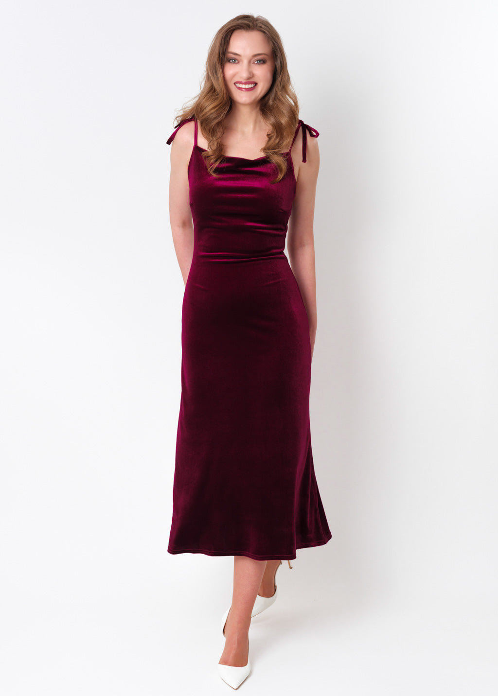 Plum burgundy slip velvet bodycon dress