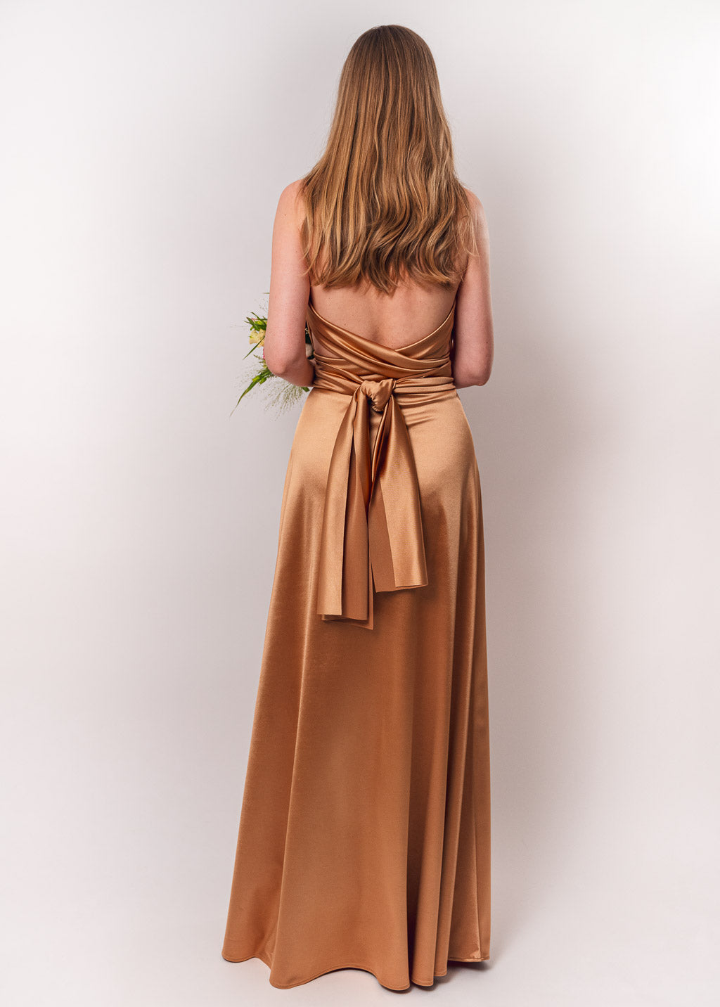 Gold luxury satin infinity dress or jumpsuit