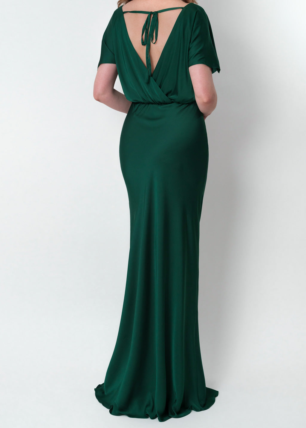 Dark green silk long dress