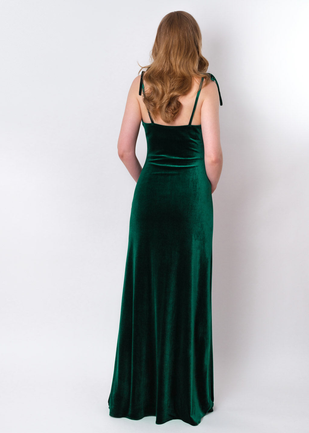 Emerald green slip slit velvet bodycon long dress