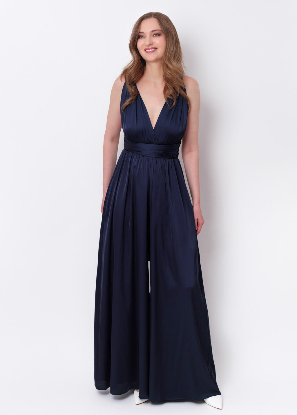Navy blue silk infinity jumpsuit